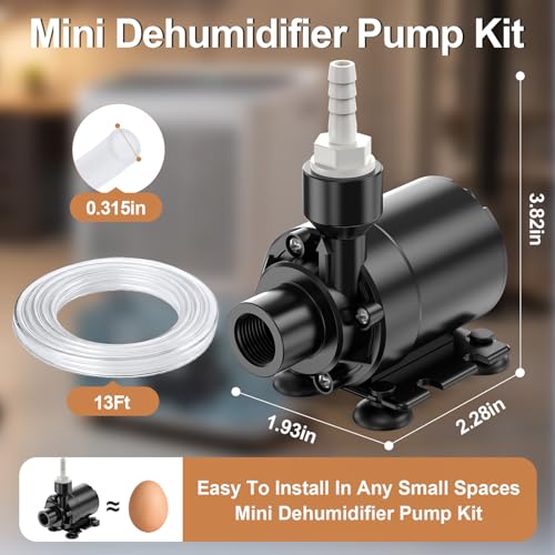 Vertical Submersible Drain Pump for Dehumidifiers 15FT Lift 100FT Distance Waterproof