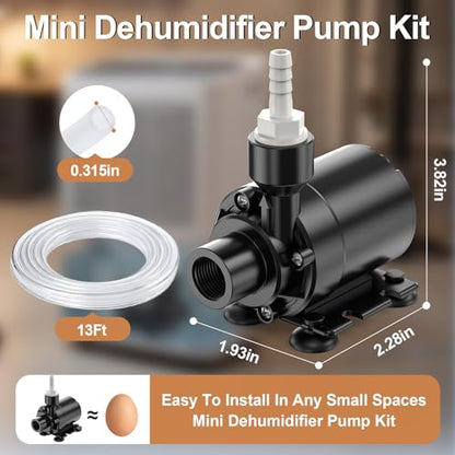 Vertical Submersible Drain Pump for Dehumidifiers 15FT Lift 100FT Distance Waterproof
