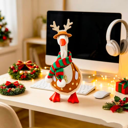 Christmas Reindeer Desk Goose Outfit - Holiday Office Decor Accessory