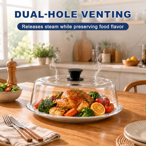 Glass Microwave Splatter Cover for Food 6-10 Inch - Borosilicate, Dishwasher Safe