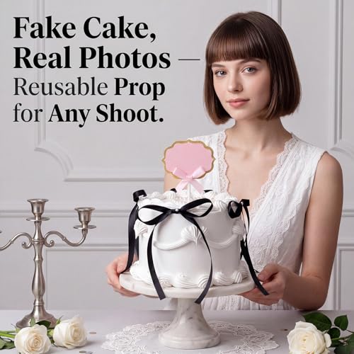 Reusable Fake Cake Prop for Party Decor, 6.2 Inch Artificial Dessert Display