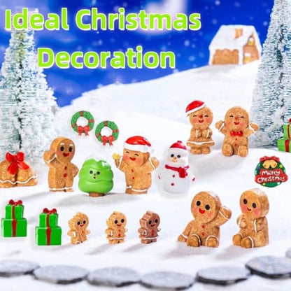 24 Pcs Mini Gingerbread Men Christmas Resin Figurines - Holiday Decor