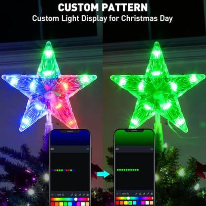 7.6-inch RGB LED Christmas Tree Topper Star with Remote & App Control