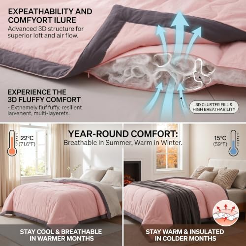 Light Red 140x200cm Breathable Washed Cotton Comforter for Summer - Cute Pink Variation