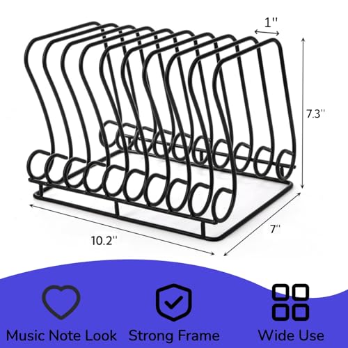 Wire Magazine Holder with 9 Slots & Elevated Base - Note-Shaped Metal Record Organizer, Pack of 2, 7.02 x 10.2 x 7.3 inches