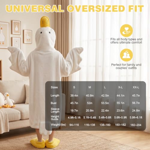 White Goose Blanket Hoodie Onesie for Adults - Snuggly Duck Costume, Small