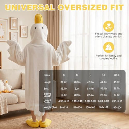 White Goose Blanket Hoodie Onesie for Adults - Snuggly Duck Costume, Small