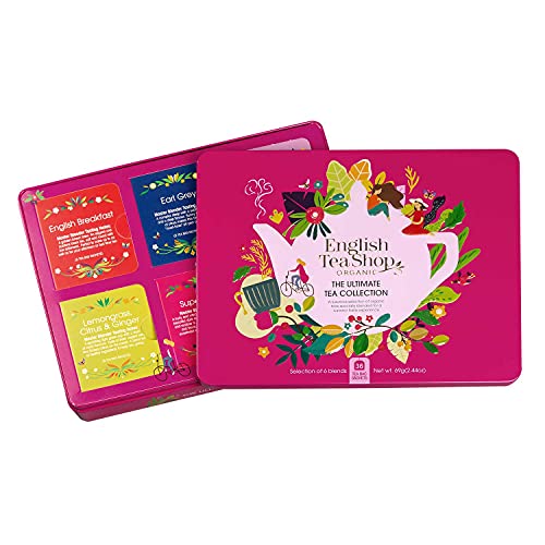 Organic Tea Gift Set - Assorted Flavors in Recyclable Tin, 36 Tea Bags