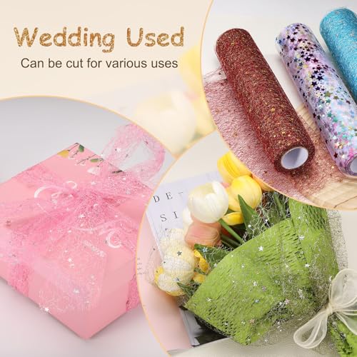 Gold Tone Table Runner Roll 11x30ft Sequin Foil Metallic Mesh - Gold Variation