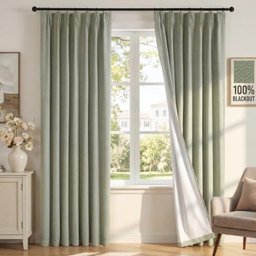 H.VERSAILTEX Sage Green Blackout Curtain Panels 40W x 84L Set of 2