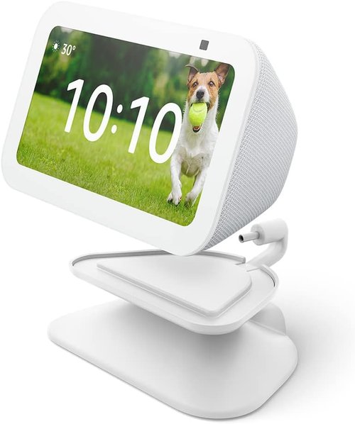 Echo Show 5 Adjustable Stand - USB-C Charging Port | Glacier White - Perfect for Home Use