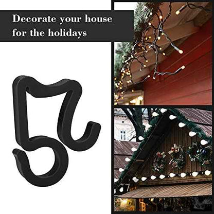 Marsui 120 Pieces Christmas Light Clips Outdoor Gutter Hooks Weatherproof String Light Hangers for Halloween Xmas Holiday Decorations (Black)