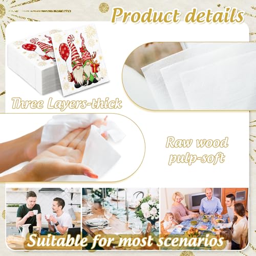 Christmas Paper Napkins 80Pcs Gnome Firework Party Decor Disposable Luncheon & Dinner Napkins - Variations of THIS listing