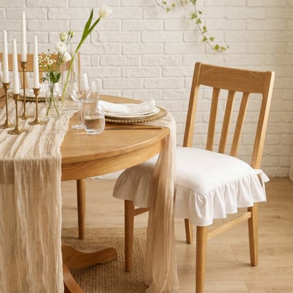 2 Pack Ruffle Chair Cushion Covers 17.5 x 17.5 Inches Cotton Vintage Style