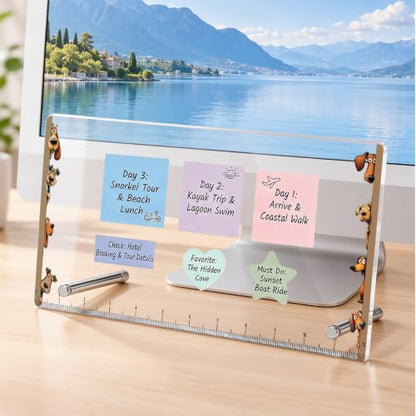 Monitor Memo Board Cartoon Peeking Dog Border Acrylic Desk Note Holder - Staring Dogs