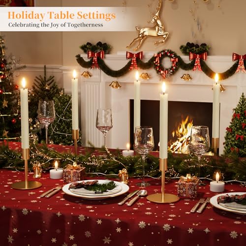 Rechargeable Flameless Taper Candles with Charging Station - 6 Pack Real Wax