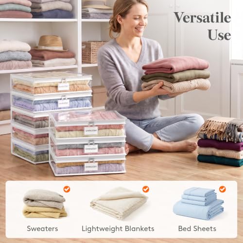 Lifewit 15.7 x 13.8 x 3.9 Inch Clear Zippered Storage Bags 6-Pack for Clothing & Linens