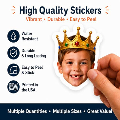 Custom Photo Face Stickers with Optional Hats for Party Favors