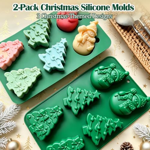 Christmas Snowman & Green Christmas Tree Silicone Molds for DIY Crafts