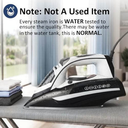 Steam Iron for Clothes with Rapid Heating, 400ml Water Tank & Vertical Steaming