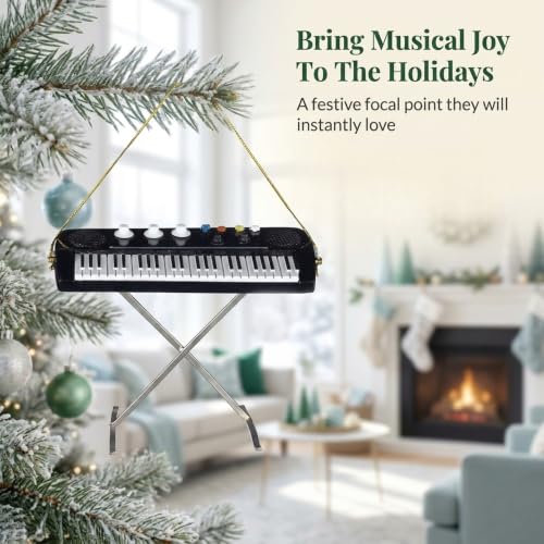Electric Keyboard Christmas Ornament Musical Instrument Decor - 4 Inch