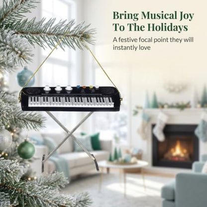 Electric Keyboard Christmas Ornament Musical Instrument Decor - 4 Inch