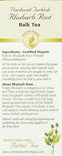 Celebration Herbals Organic Herbal Turkish Rhubarb Root Powder Loose Pack Tea, 3.13 oz