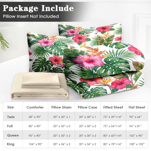 WeCozy Tropical Floral King Comforter Set 7 Pieces Bedding