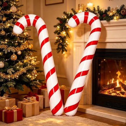 Inflatable Christmas Candy Cane Balloons - Red 2 Pack Holiday Decorations