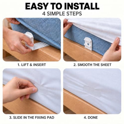 No Slip Bed Sheet Holders for Corners - 8 Pack Adjustable Fitted Sheet Straps
