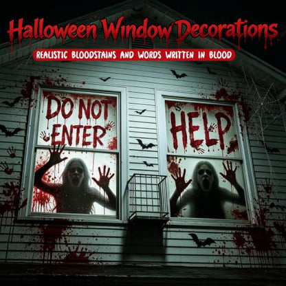 Halloween Window Cover Bloody Haunted House Decor 47.2x31.5 Inch - Red - 2PCS