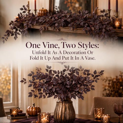 Fall Decorations 6FT Deep Plum Garland for Home & Holiday Decor