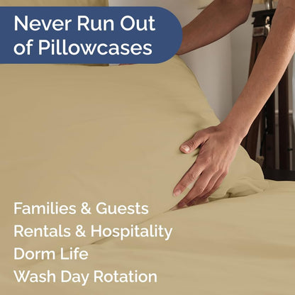 Queen Pillow Cases by Ultra Soft | Hotel Quality, Wrinkle-Free & Fade Resistant - 10 Pcs Set in Beige