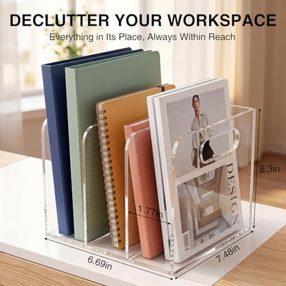 Space-Saving Clear Acrylic Desktop Organizer - Modern Office Shelf - Transparent-3