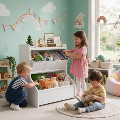 Kids Toy Storage Organizer with Display Shelf 23.8" - Safe Playroom & Nursery Storage