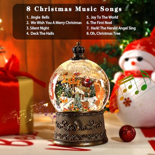 Christmas Snow Globe with Music & Waterfall Effects - Snow Village Variation