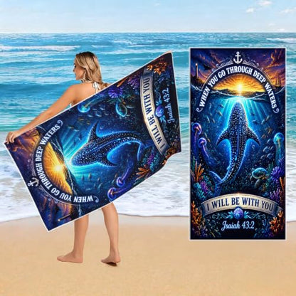 Whale Shark Ocean Beach Towel - Large 36x72 Inch Absorbent Quick-Dry Microfiber