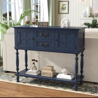 42 Inch Farmhouse Entryway Table with Drawers and Storage Cabinets