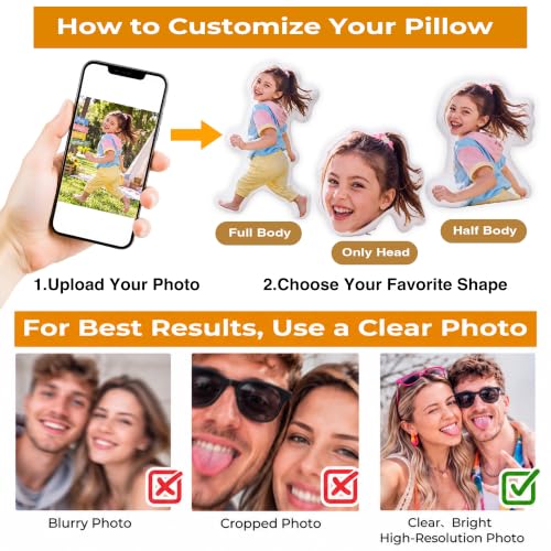 Custom Photo Pillow Face Pet Stuffed Pillow - Style2 - 12, 16, 20, 24 Inches