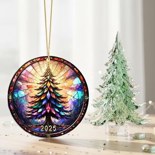 Jewel Tree Christmas Ornaments 2025 Faux Stained Glass Effect Acrylic Holiday Decor