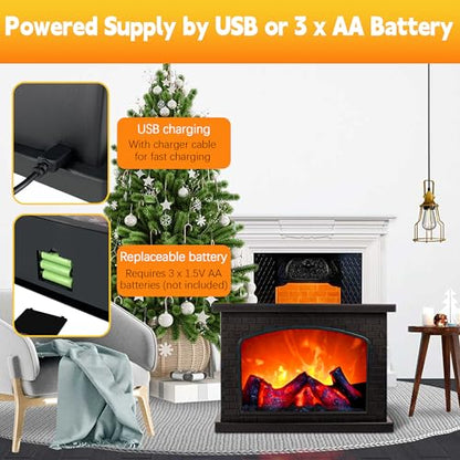 Black Fireplace Lanterns Decorative Small LED Flame Effect Lamp