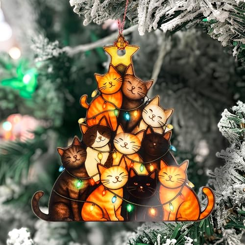 Christmas Cat Ornament - Festive Holiday Decor for Tree and Home