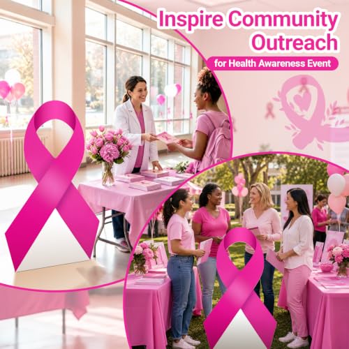 Pink Ribbon Awareness Stand-Up for Indoor Outdoor Decor - 4 FT