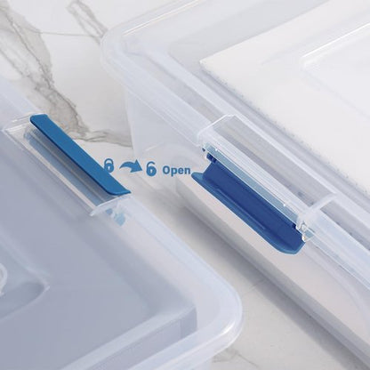 Clear Plastic Storage Containers by [Brand Name] - Stackable Craft Organizer Bins with Durable Lids (4 Pack, 10 Quart)