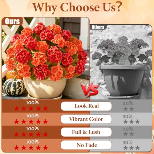 Mixed Orange 8-Pack Artificial Fall Flowers for Outdoors and Indoor Decor