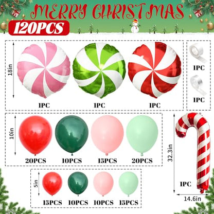 Christmas Balloon Garland Arch Kit 120PCS - Red Pink Green Variation