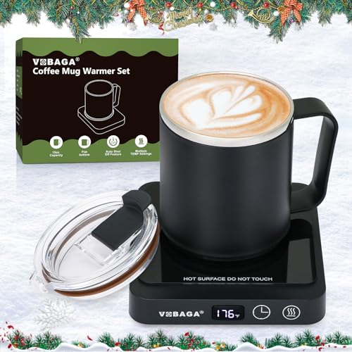 Matte Black Coffee Mug Warmer & 15oz Mug Set for Desk - Smart Temperature Control