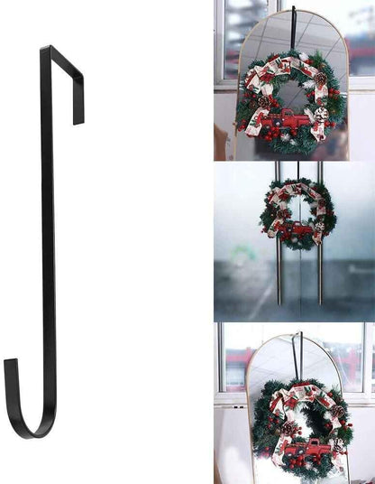 Regine Switzerland Adjustable Black Wreath Hanger - Durable Carbon Steel Door Hook, 15” Height