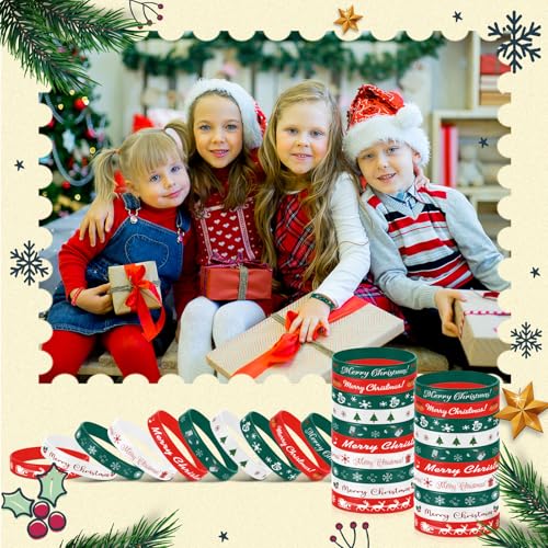 Christmas Silicone Bracelets Bulk Set - 10 Styles for Kids and Adults, 200 Pieces - Stylish Variation