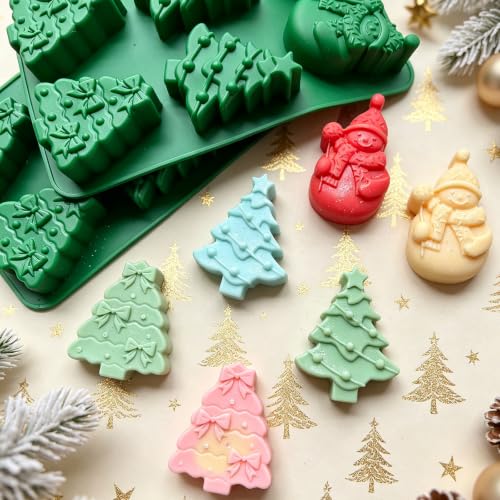 Christmas Snowman & Green Christmas Tree Silicone Molds for DIY Crafts